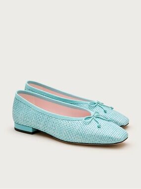 J. Crew Aqua Woven Bow Ballet Flats